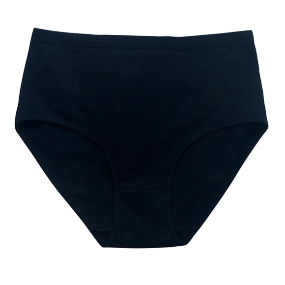 3/$15 Women's High-Waisted Cotton Black Briefs Full Coverage Underwear Panty - Picture 9 of 9
